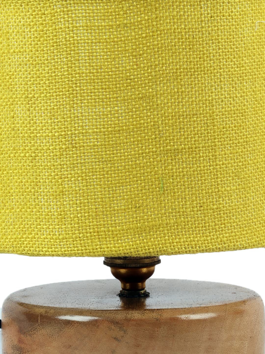 Yellow Jute Shade Lamp with Natural Wood Base for Decoration/Office/Home/Gifting/Study for Office/Home/Gifting -(7x7x7) Inches -