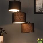 Black Cotton Round Drum Cluster Hanging Lamp