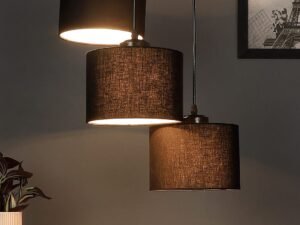 Black Cotton Round Drum Cluster Hanging Lamp