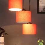 Orange Cotton Round Drum Cluster Hanging Lamp