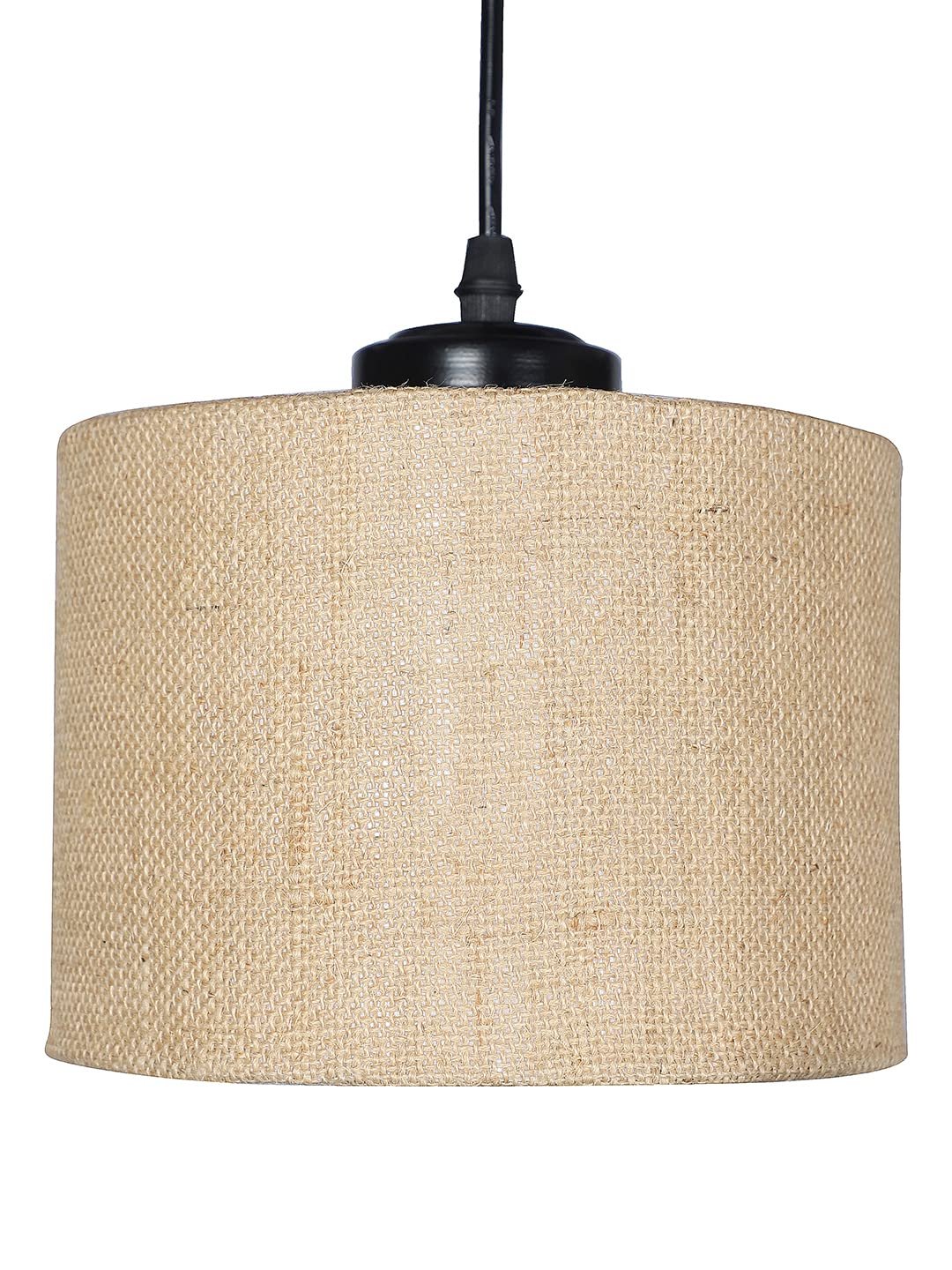 Beige Jute Round Drum Cluster Hanging Lamp