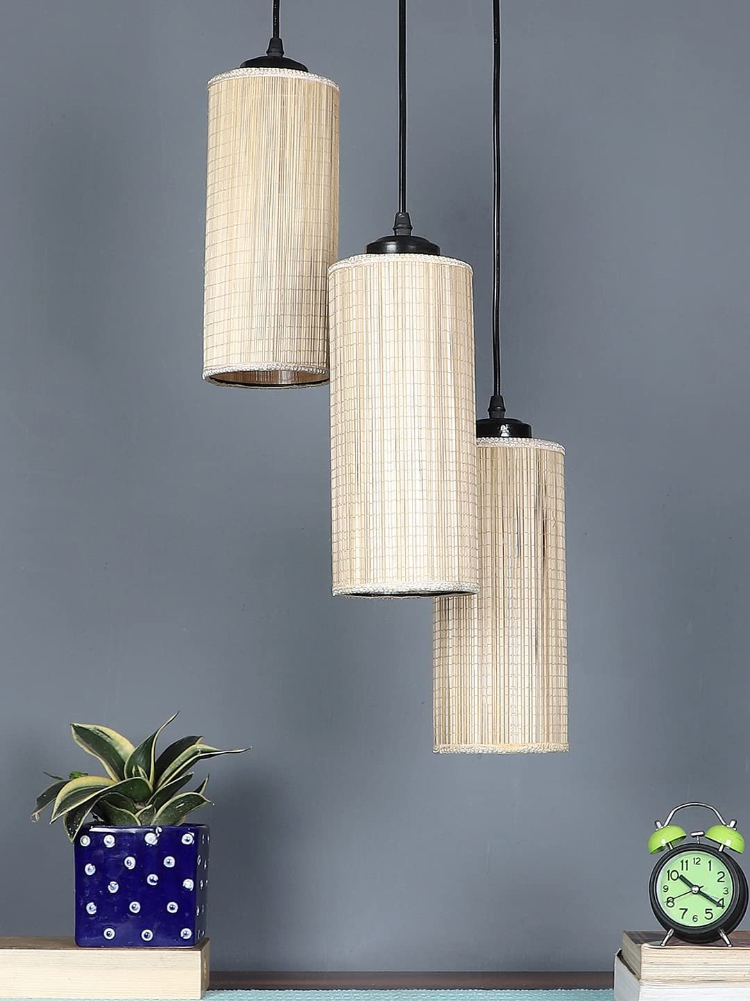 Round Bamboo Dholak Cluster Hanging Lamp