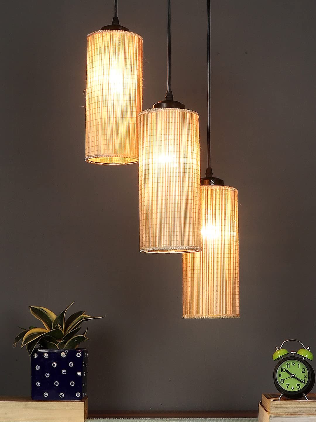 Round Bamboo Dholak Cluster Hanging Lamp