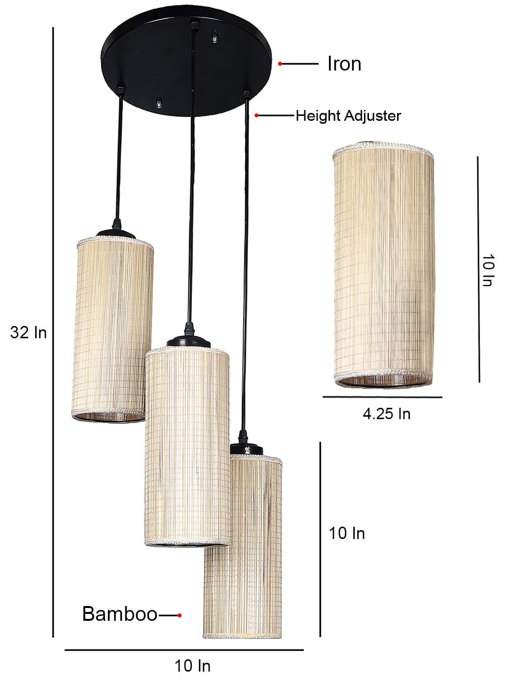 Round Bamboo Dholak Cluster Hanging Lamp