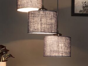 Blue Jute Round Drum Cluster Hanging Lamp