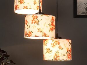 Multicolor Cotton Round Drum Cluster Hanging Lamp for Living