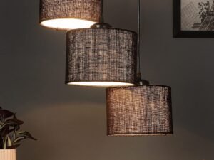 Black Jute Round Drum Cluster Hanging Lamp