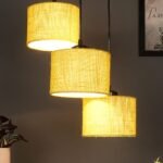 Yellow Jute Round Drum Cluster Hanging Lamp