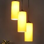 Yellow Cotton Cylindrical Cluster Hanging Lamp