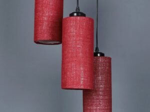 Maroon Jute Cylindrical Cluster Hanging Lamp