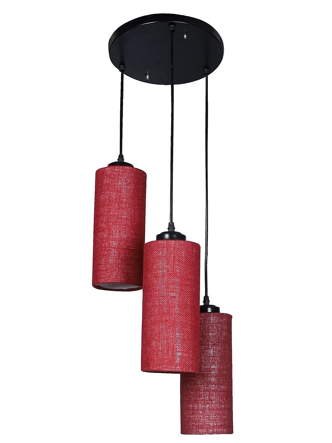 Maroon Jute Cylindrical Cluster Hanging Lamp