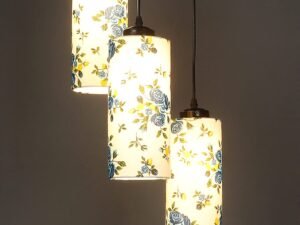 Multicolor Cotton Cylindrical Drum Cluster Hanging Lamp