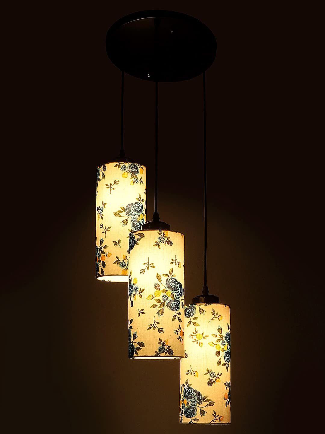Multicolor Cotton Cylindrical Drum Cluster Hanging Lamp