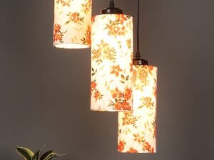 Multicolor Cotton Cylindrical Drum Cluster Hanging Lamp