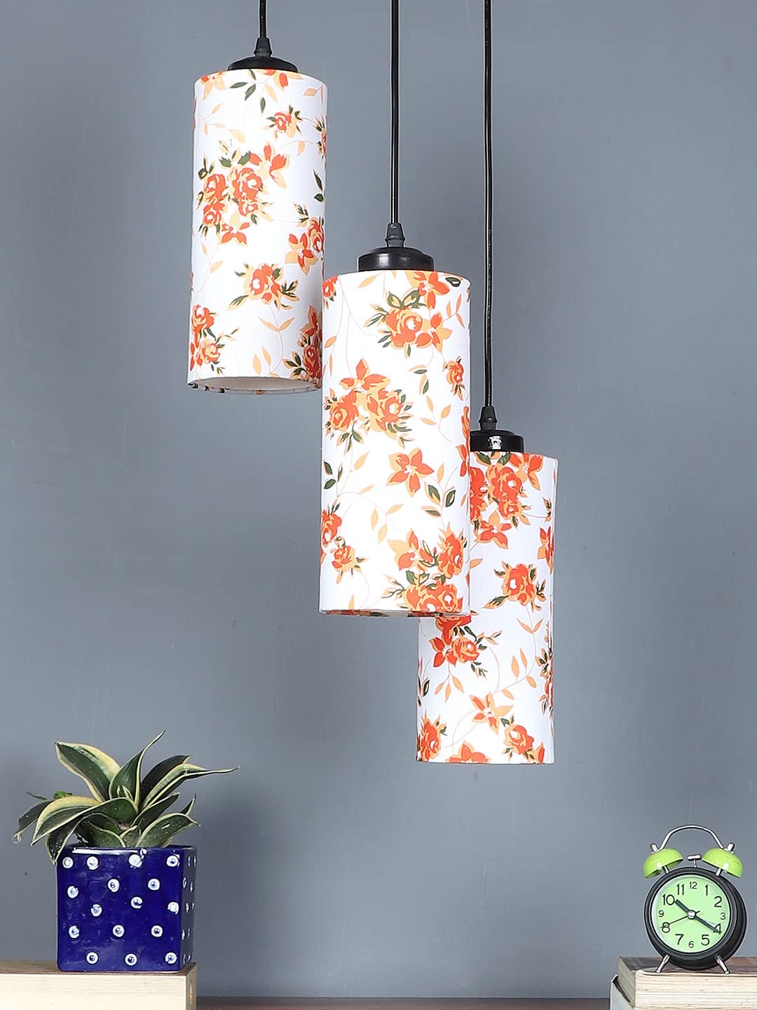 Multicolor Cotton Cylindrical Drum Cluster Hanging Lamp