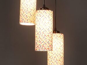 Multicolor Cotton Cylindrical Drum Cluster Hanging Lamp