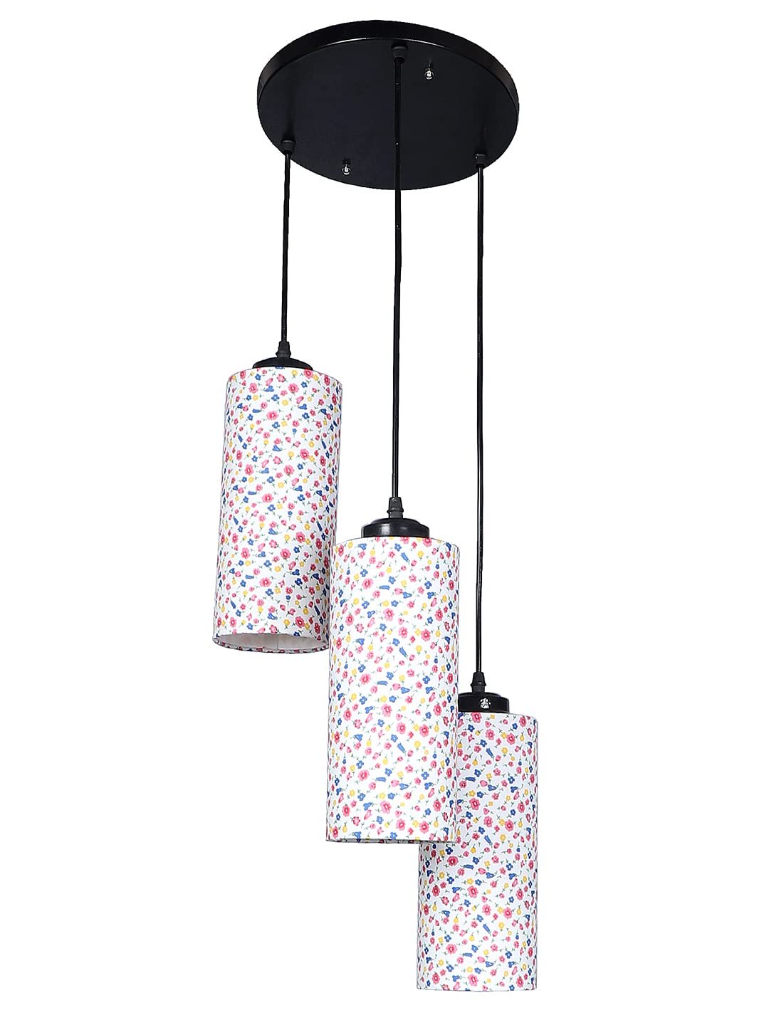 Multicolor Cotton Cylindrical Drum Cluster Hanging Lamp