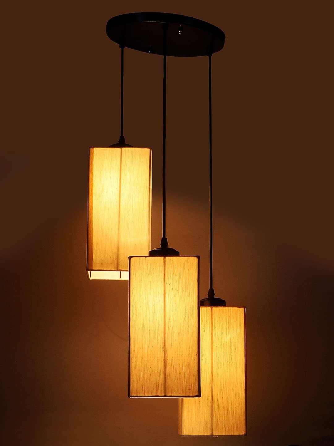 Off-White Cotton Square Cluster Hanging Lamp