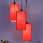 Red Cotton Square Cluster Hanging Lamp