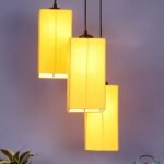 Yellow Cotton Square Cluster Hanging Lamp