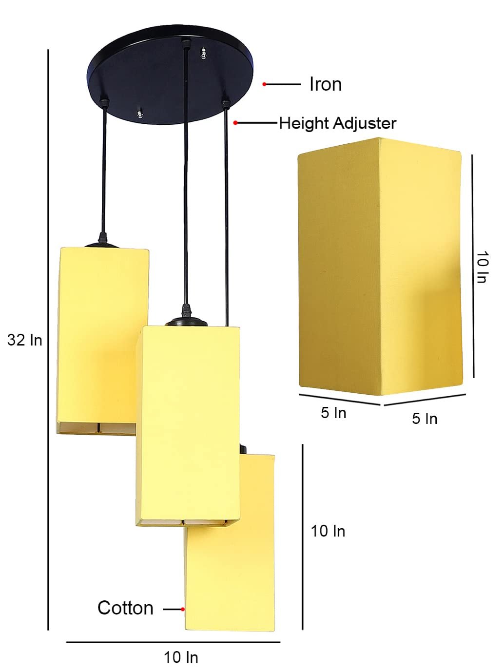 Yellow Cotton Square Cluster Hanging Lamp