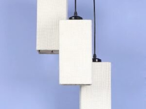 White Jute Square Cluster Hanging Lamp