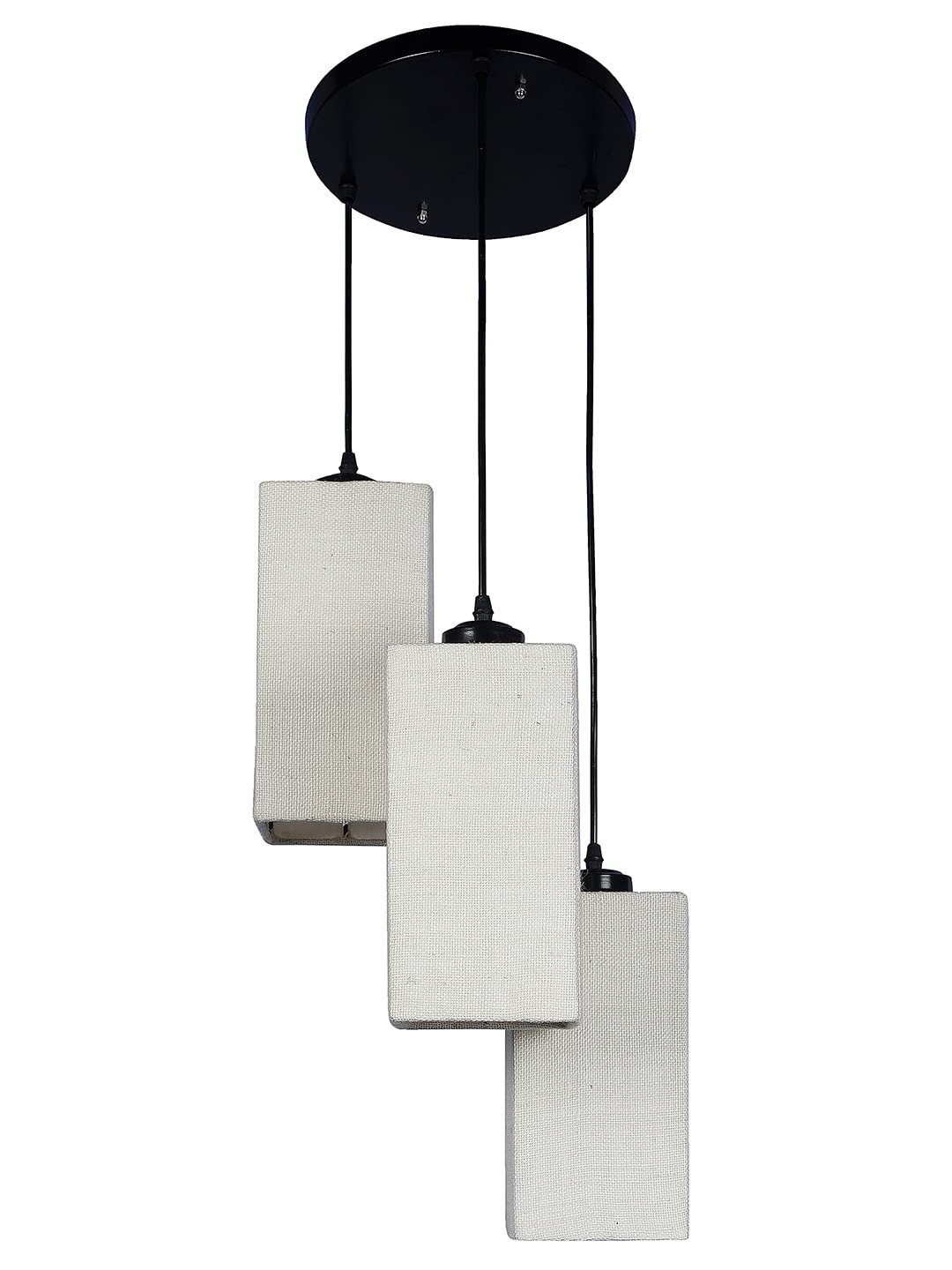White Jute Square Cluster Hanging Lamp
