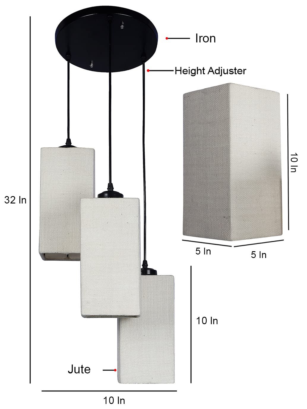 White Jute Square Cluster Hanging Lamp