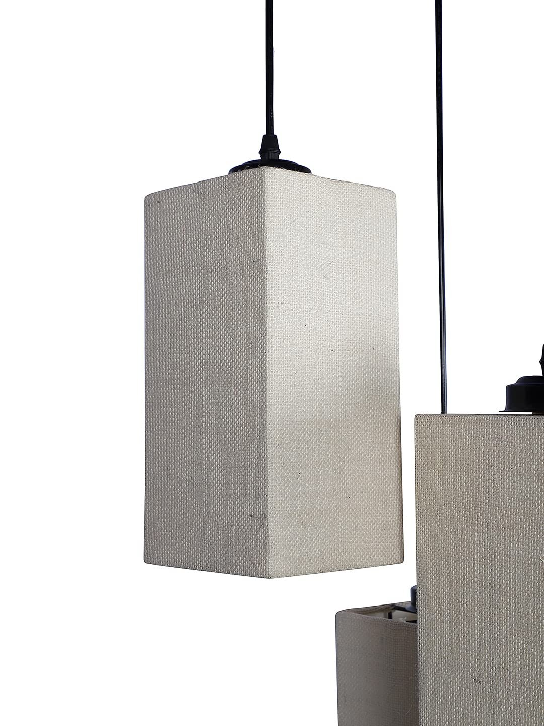 White Jute Square Cluster Hanging Lamp
