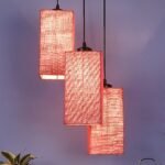 Pink Jute Square Cluster Hanging Lamp