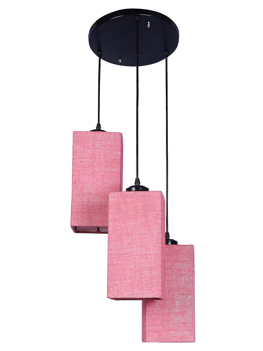 Pink Jute Square Cluster Hanging Lamp