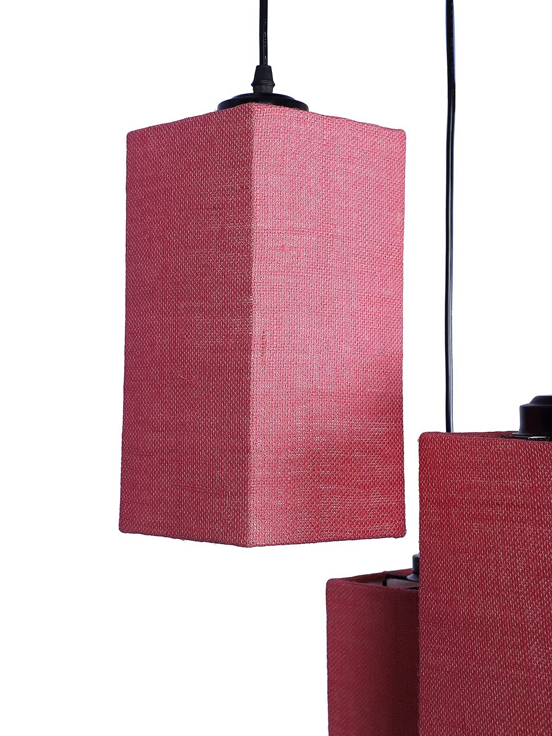 Pink Jute Square Cluster Hanging Lamp