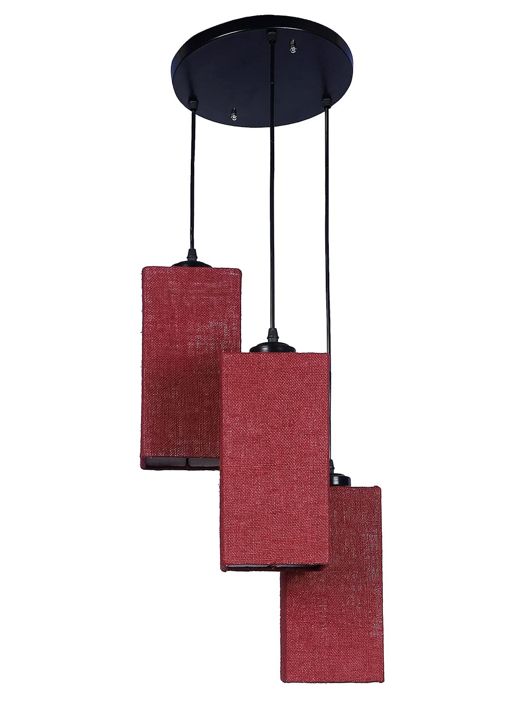 Maroon Jute Square Cluster Hanging Lamp