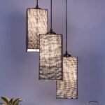 Blue Jute Square Cluster Hanging Lamp