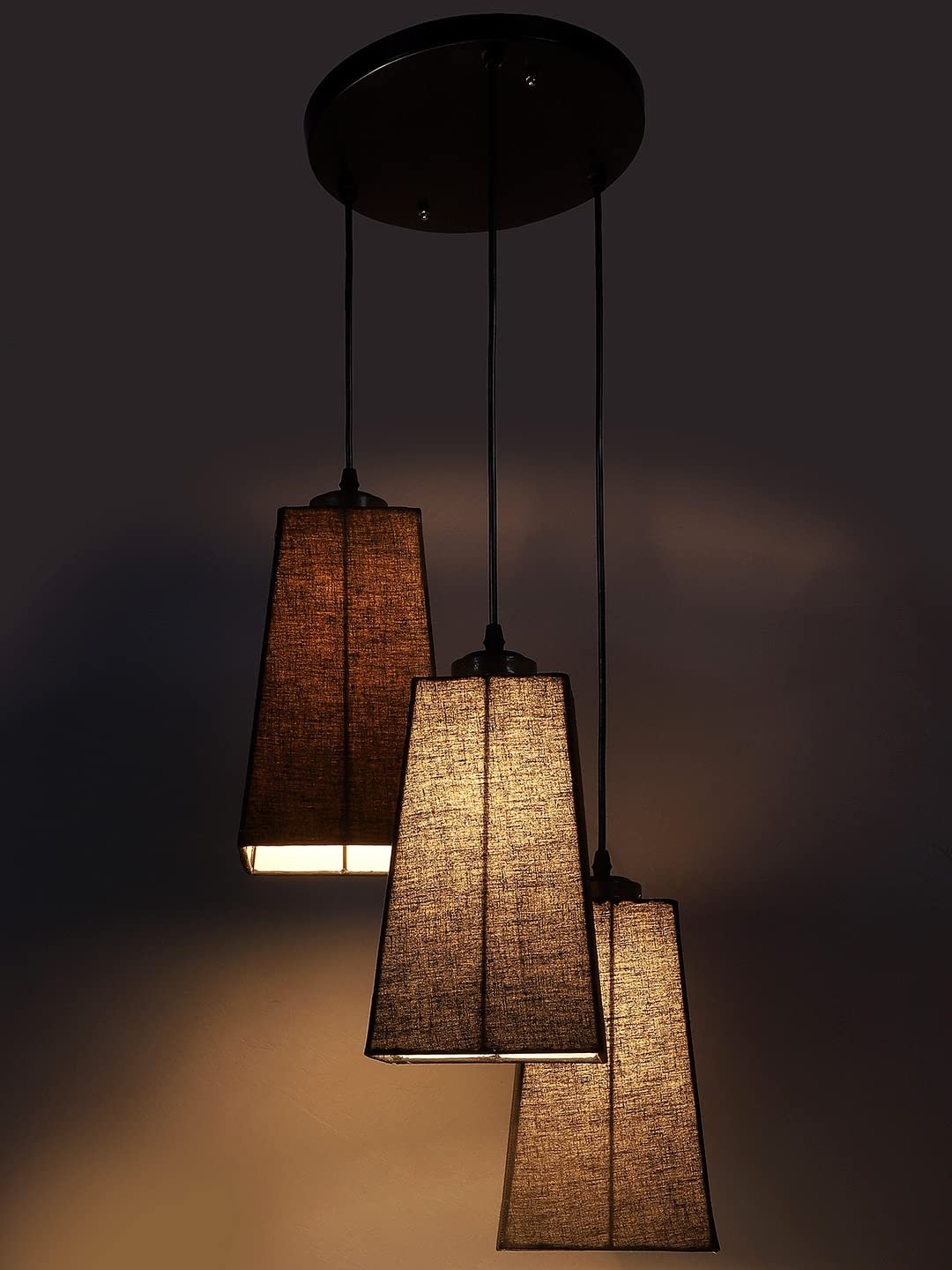 Black Cotton Pyramid Cluster Hanging Lamp