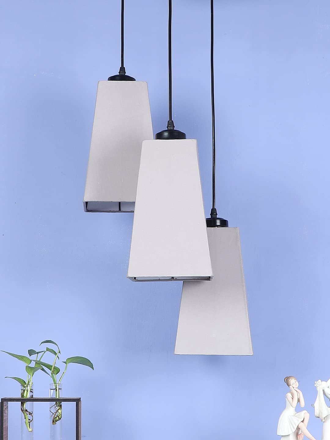 Grey Cotton Pyramid Cluster Hanging Lamp
