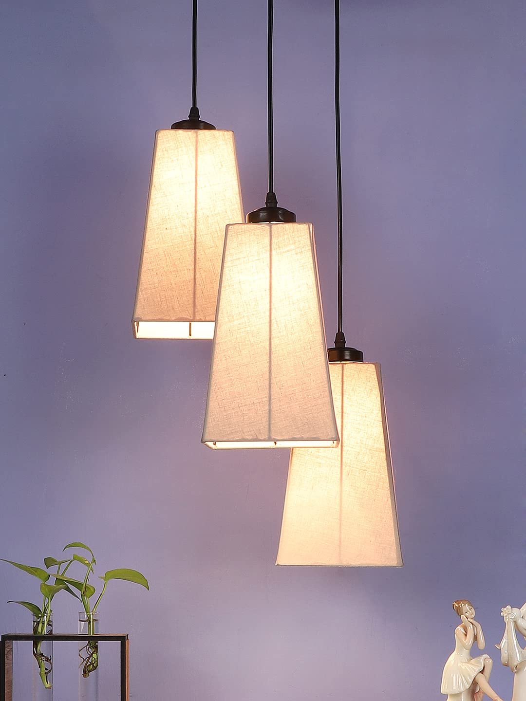 Grey Cotton Pyramid Cluster Hanging Lamp