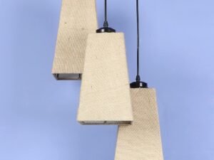 Beige Jute Pyramid Cluster Hanging Lamp