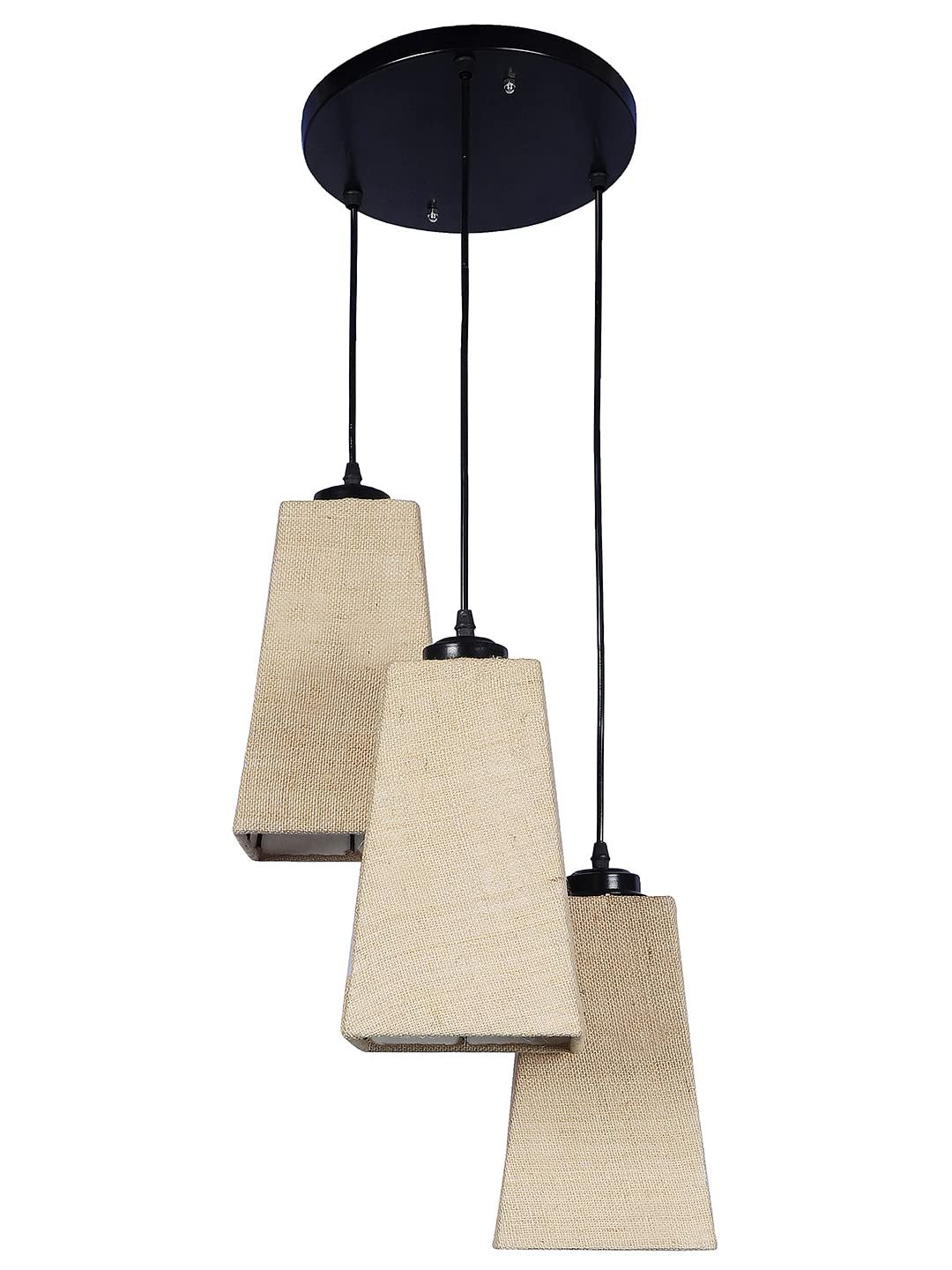 Beige Jute Pyramid Cluster Hanging Lamp