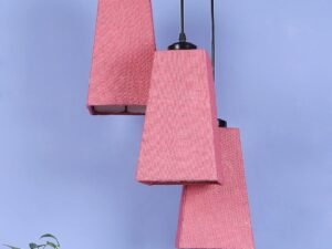 Pink Jute Pyramid Cluster Hanging Lamp
