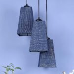 Blue Jute Pyramid Cluster Hanging Lamp