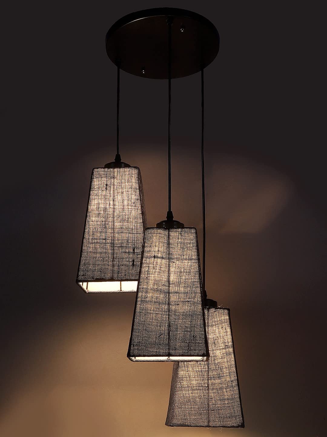 Blue Jute Pyramid Cluster Hanging Lamp