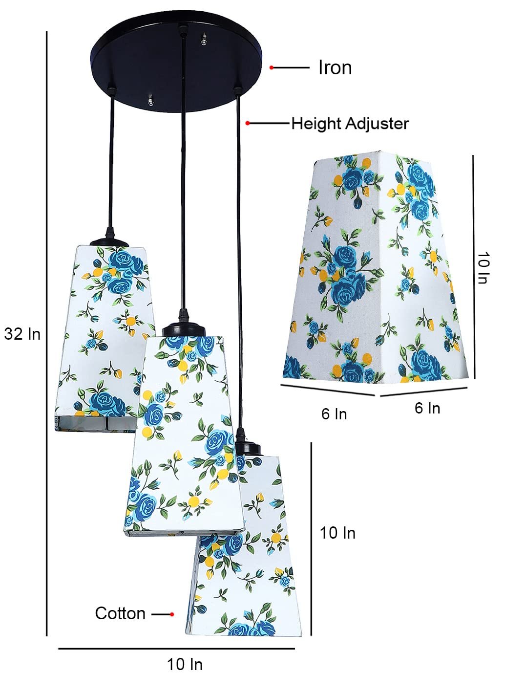 Multicolor Cotton Pyramid Drum Cluster Hanging Lamp