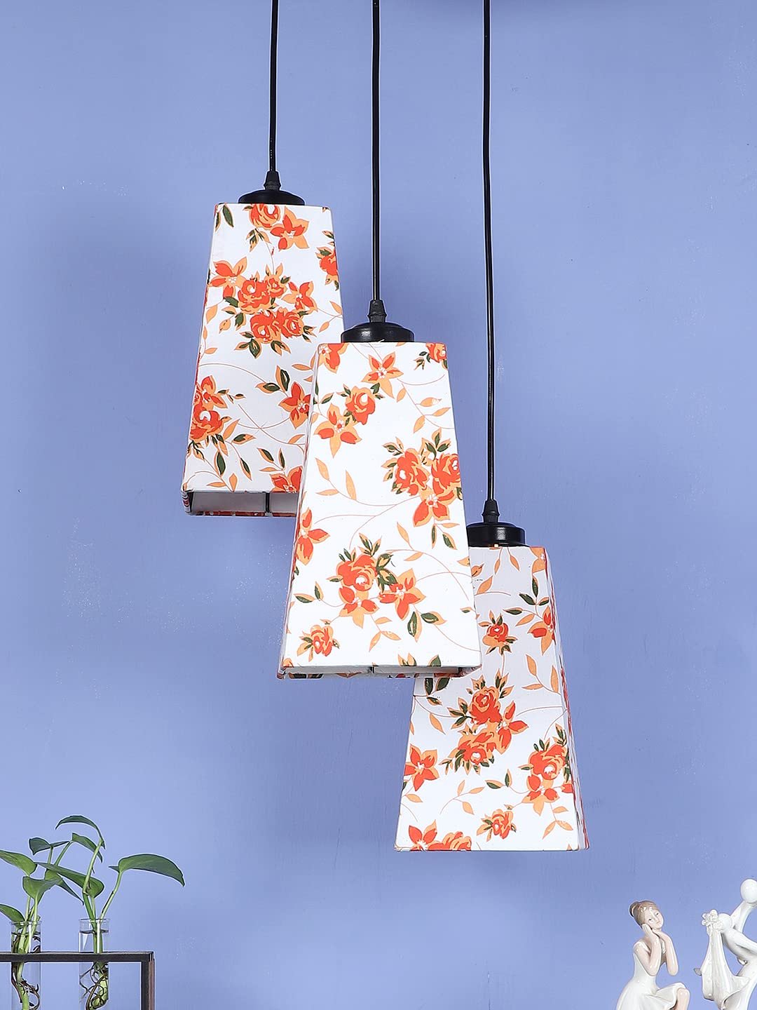 Multicolor Cotton Pyramid Drum Cluster Hanging Lamp