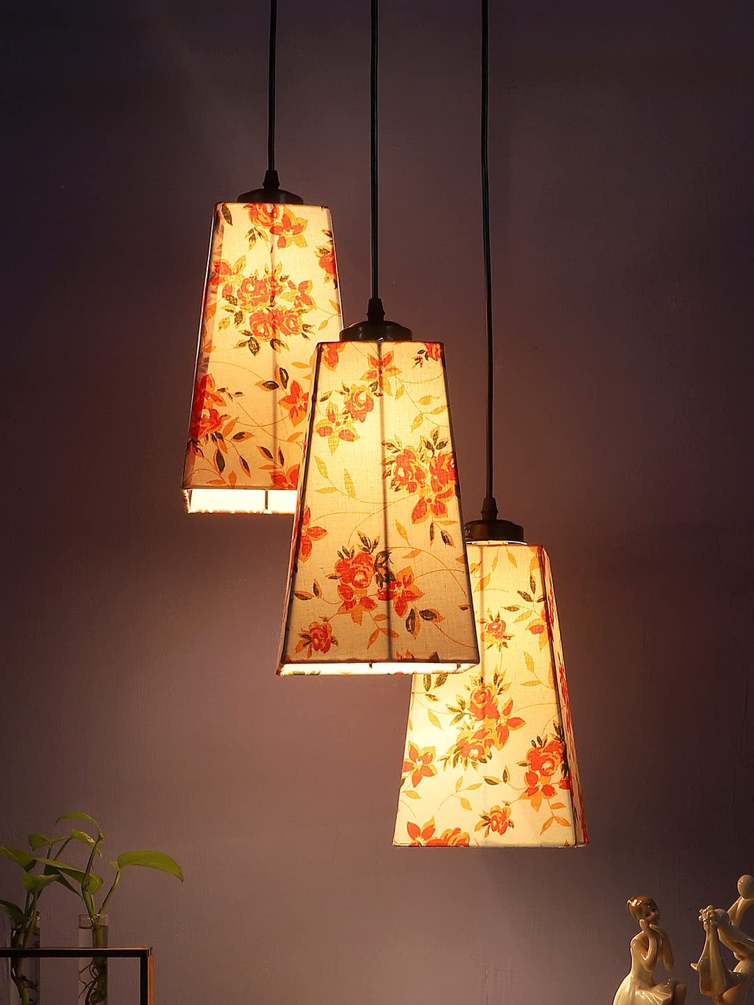 Multicolor Cotton Pyramid Drum Cluster Hanging Lamp