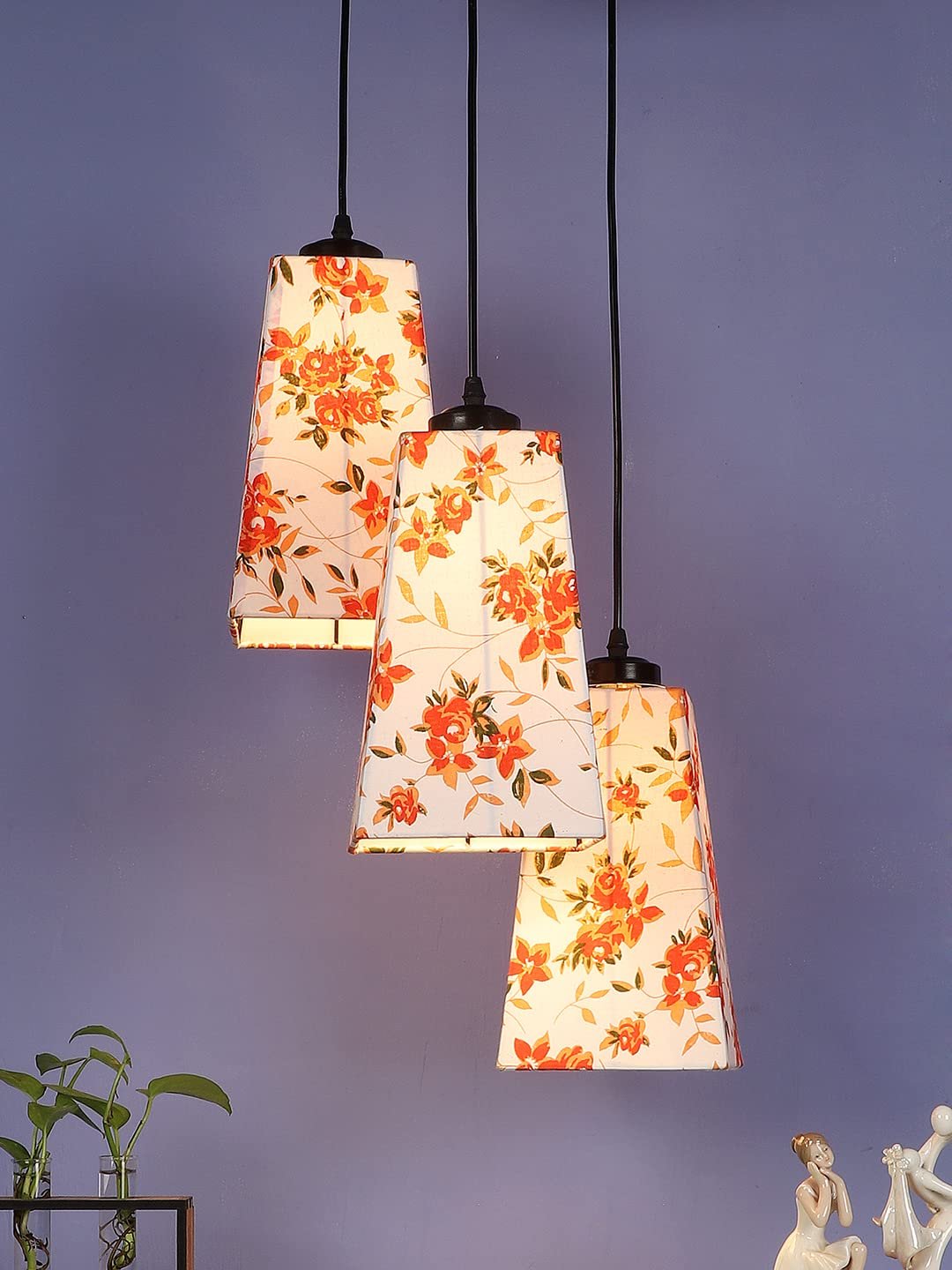 Multicolor Cotton Pyramid Drum Cluster Hanging Lamp