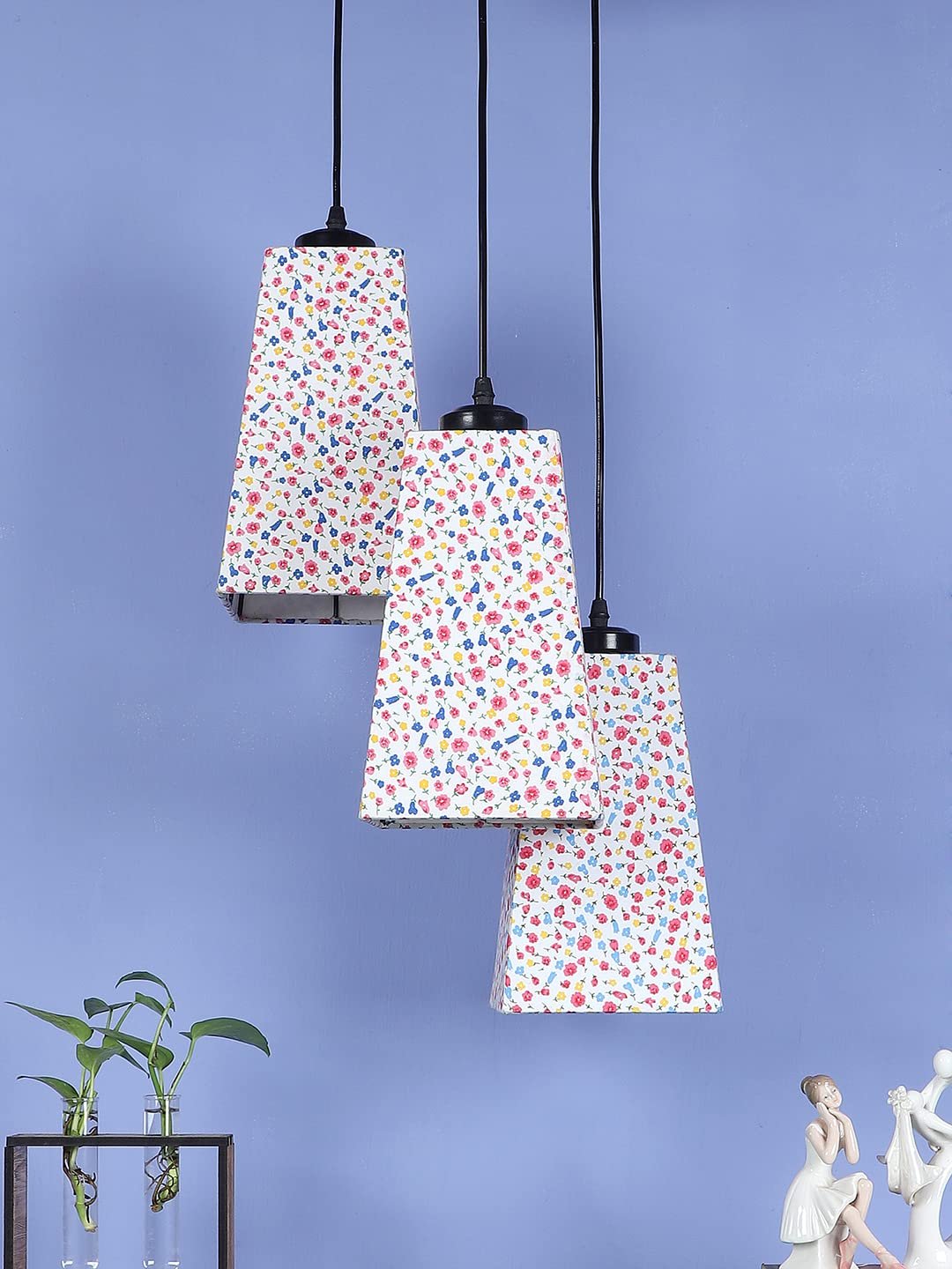 Multicolor Cotton Pyramid Drum Cluster Hanging Lamp