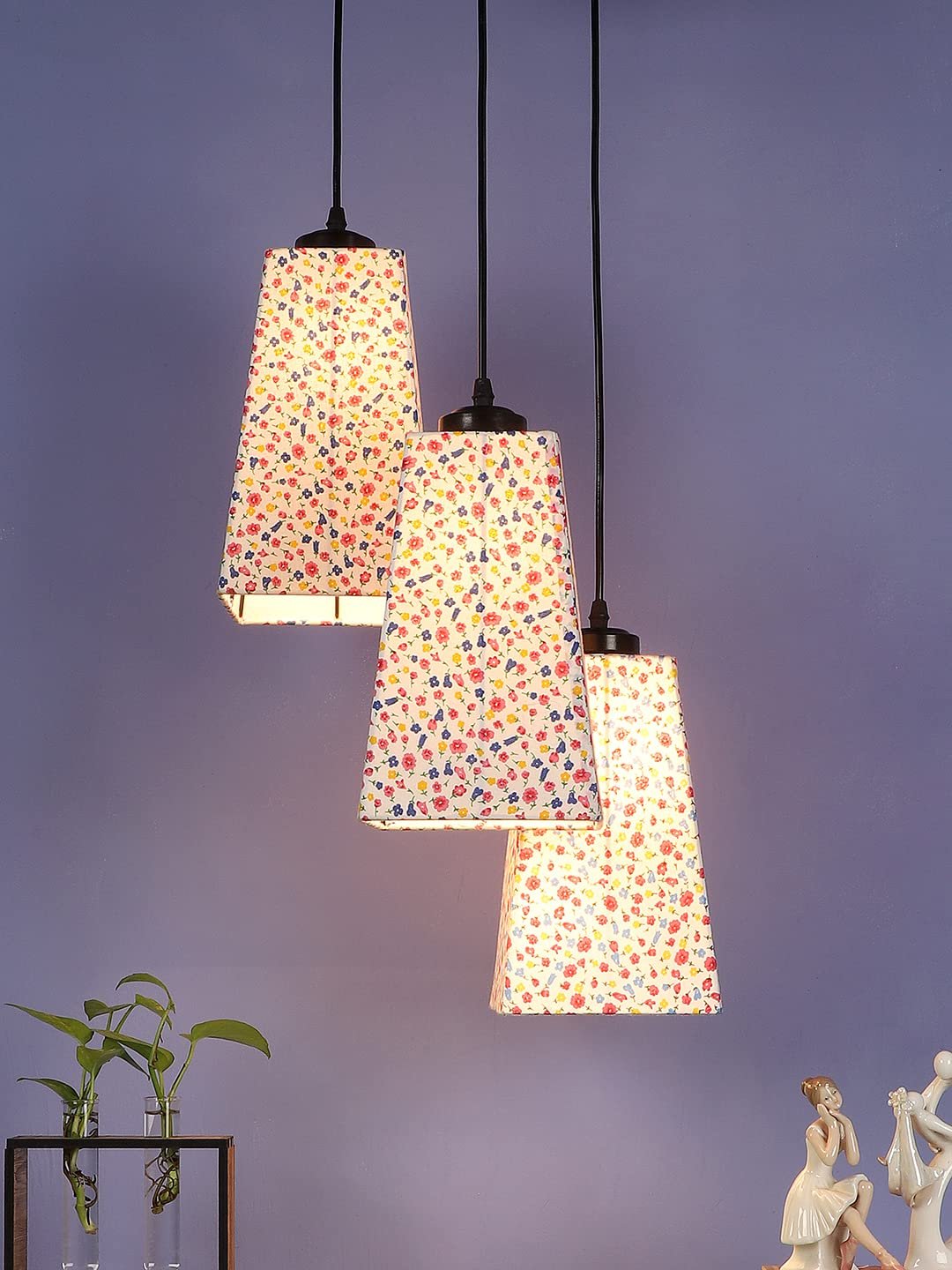 Multicolor Cotton Pyramid Drum Cluster Hanging Lamp