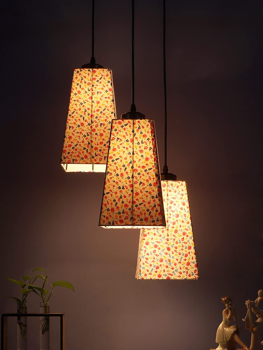 Multicolor Cotton Pyramid Drum Cluster Hanging Lamp