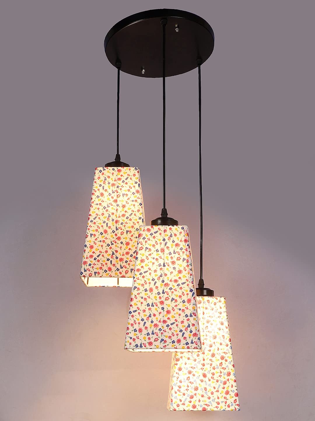 Multicolor Cotton Pyramid Drum Cluster Hanging Lamp